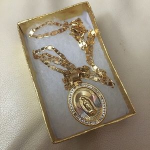 Saint Guadalupe gold tone necklace